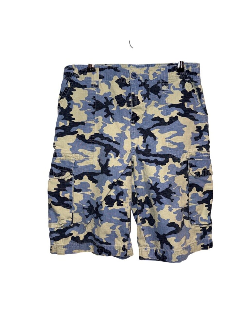 Lands End Boys Blue Camo Cargo Shorts Size 12H Cotton